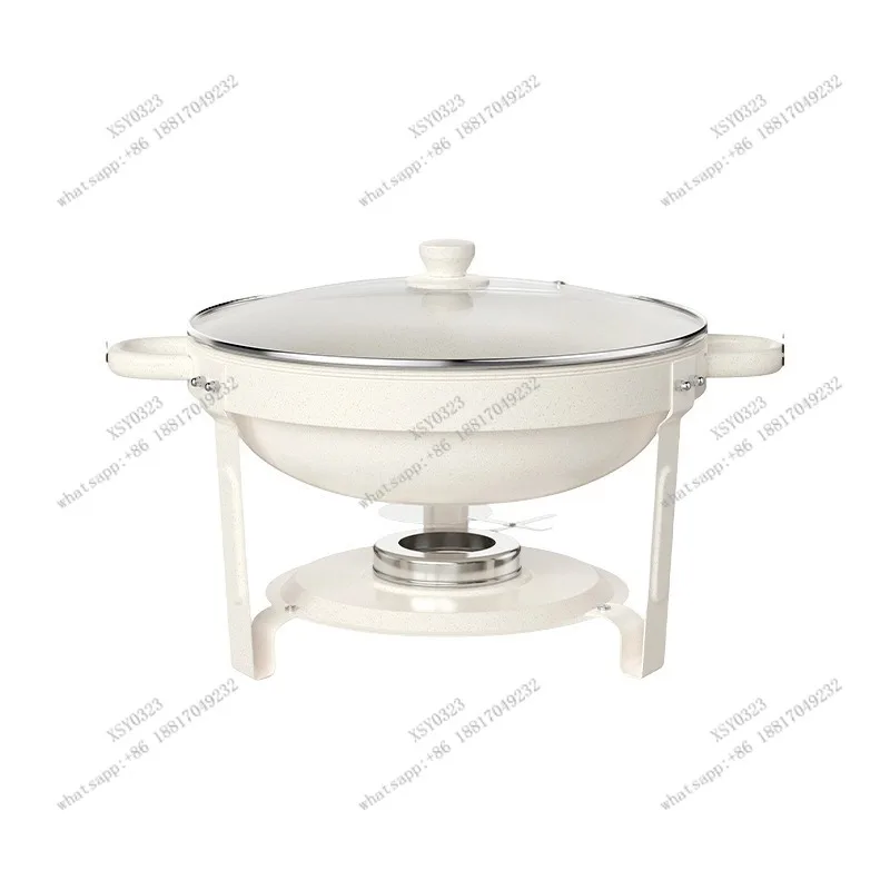 Stainless Steel Chafing Dish Maifan Stone Round  Heating Removable Buffet Warmer