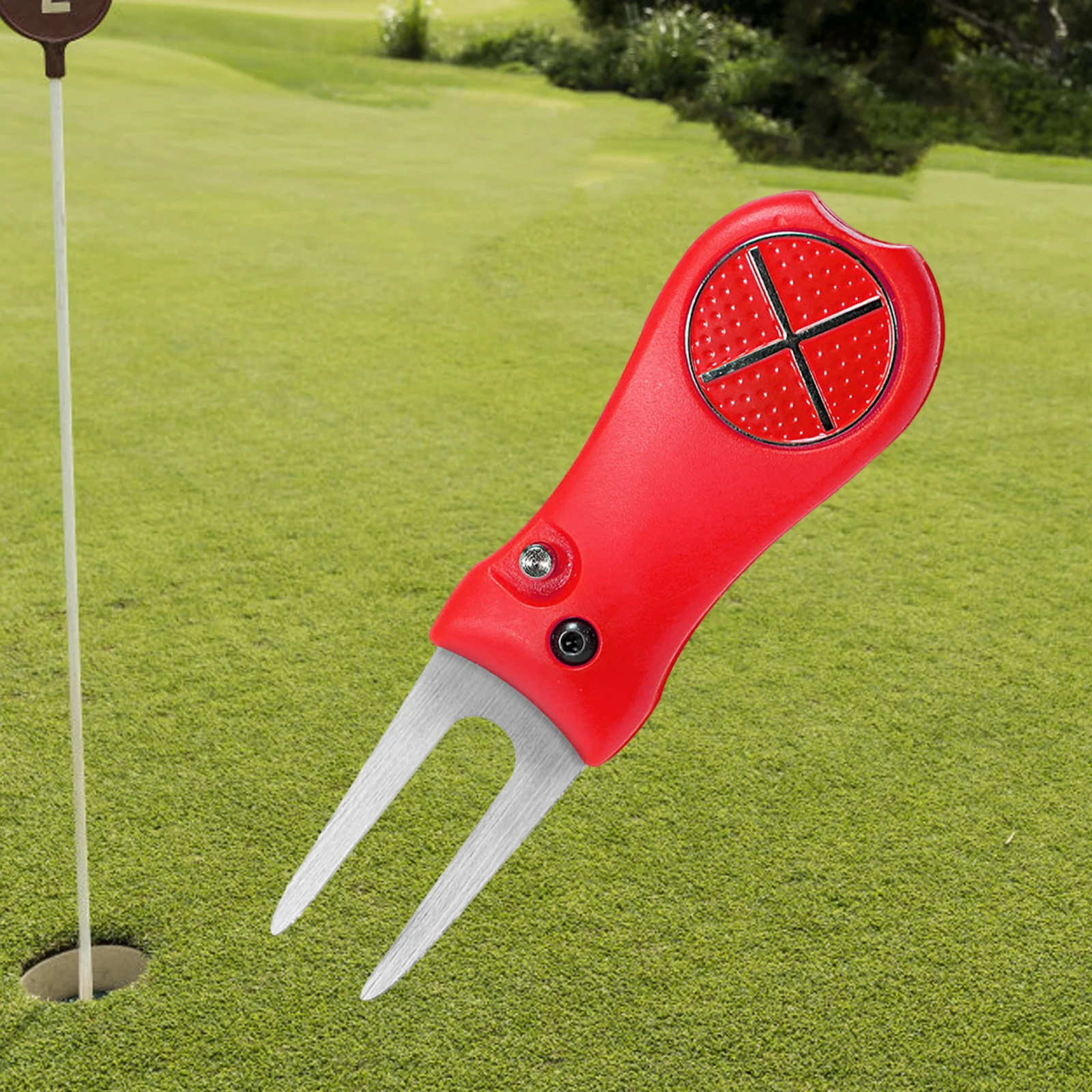 Folding Golf Divot Repair Tool, Pitchfork Aço Inoxidável, Putting Fork, Golf Training Acessórios para Iniciantes