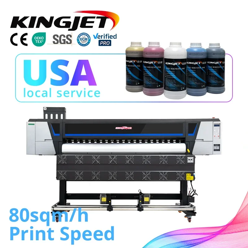 KINGJET 1.6m 1.8m 3.2m poster sticker printing machine vinyl flex banner ecosolvent printer xp600 print head eco solvent printer