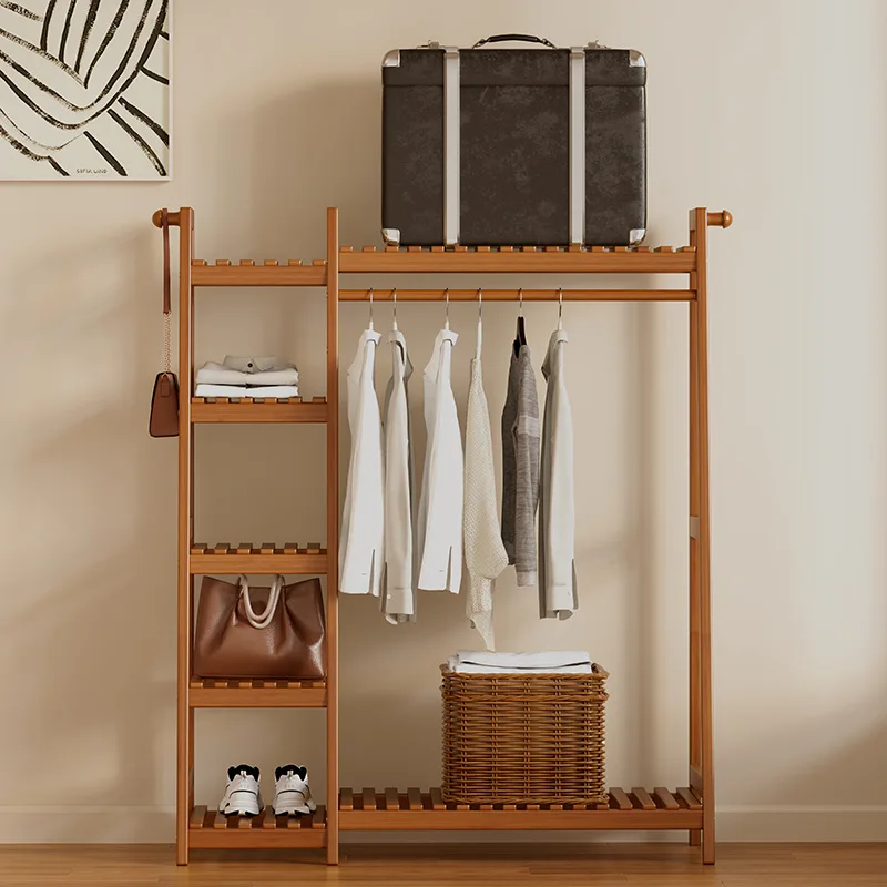 ey-Bamboo coat floor-to-ceiling bedroom multi-functional Stand hanger household simple modern