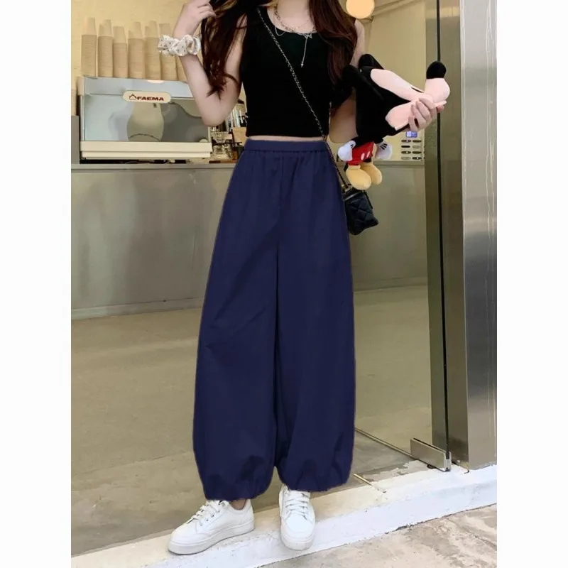 Celana Harlan Tabir Surya Cepat Kering untuk Anak-anak, Celana Panjang Kasual Ukuran Besar, Tipis, Longgar, dan Berpotongan Lurus Sembilan Perempat untuk Musim Panas