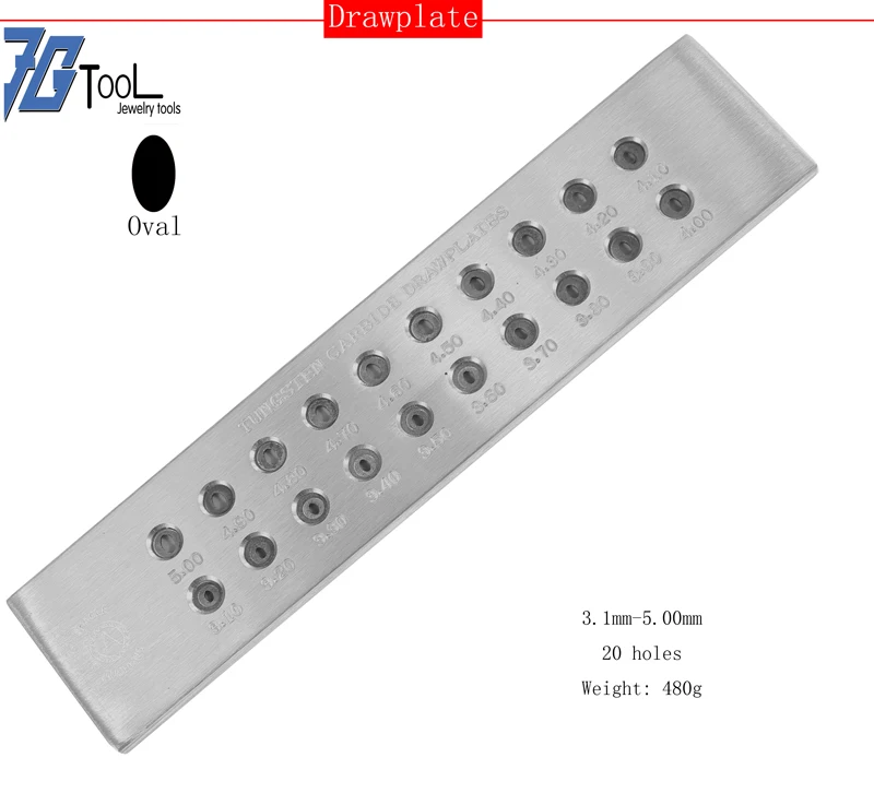 7gtool Tungsten Carbide Wire Drawplate for Jewelry Making 3.10-5.00 Oval Shape , Jewelry Making Tool