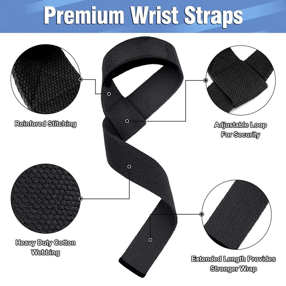 1Pair Lifting Wrist Straps for Weightlifting, Bodybuilding, Powerlifting, Strength Training, & Deadlifts - Padded Neoprene