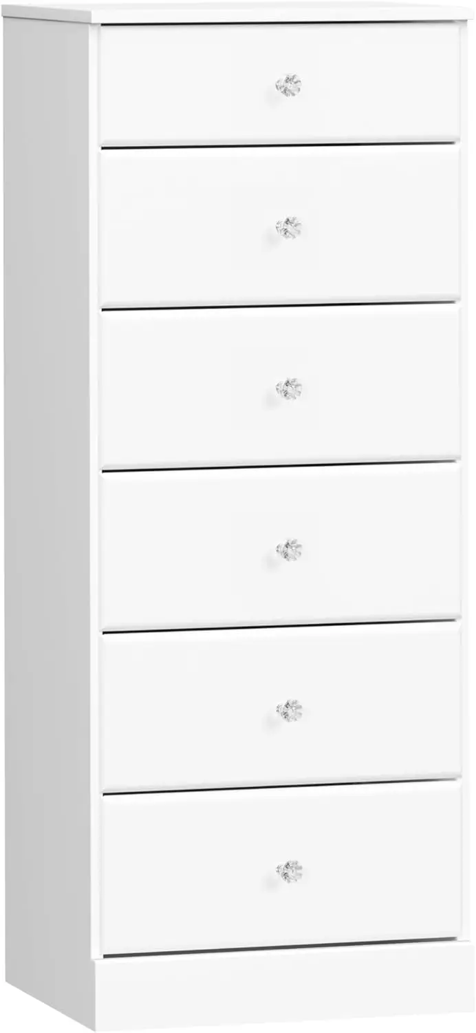 Astrid Simplistic 6-Drawer Tall Dresser for Bedroom, Functional Chest of Drawers with Acrylic Knobs, 16.5