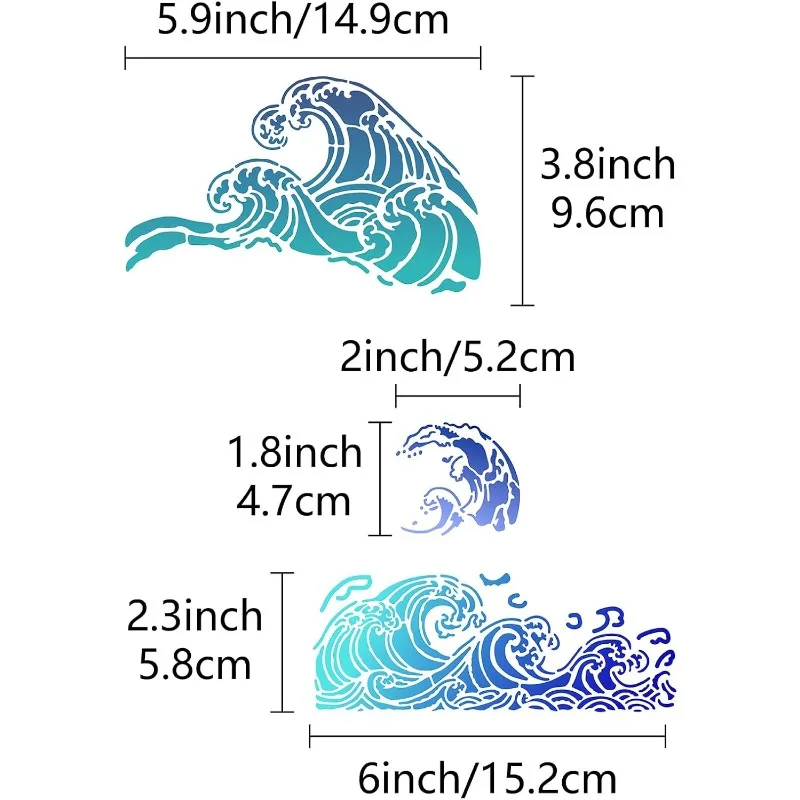 1pc Sea Waves Stencils Metal Drawing Painting Template Reusable Ocean Wave Pattern Stainless Steel Stencils for Scrapbooking