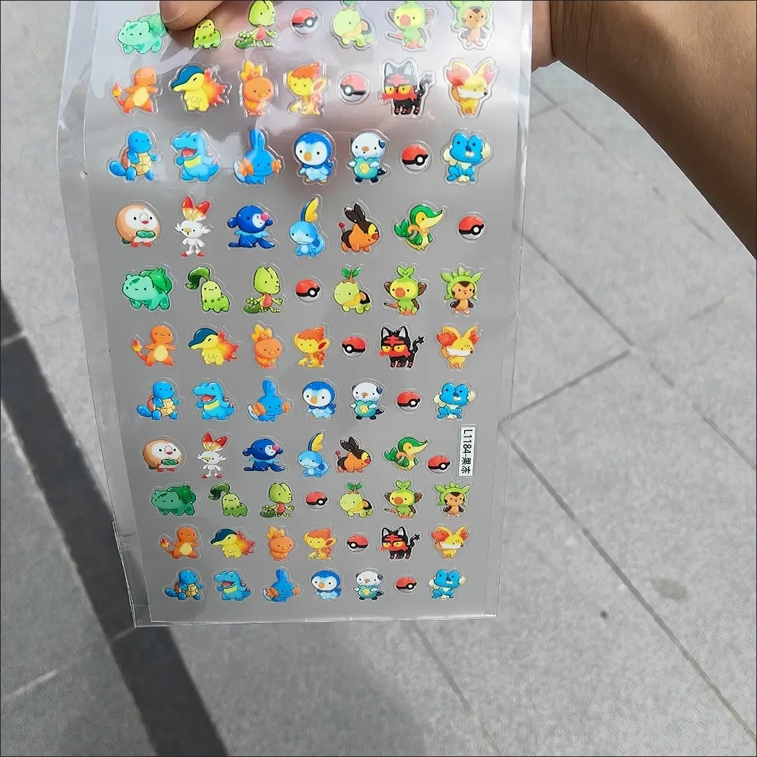 Pokémon Nail Stickers Charmander Bulbasaur Anime Peripheral Relief Cartoon Diy Phone Case Decal  Waterproof Journal Material - view 3