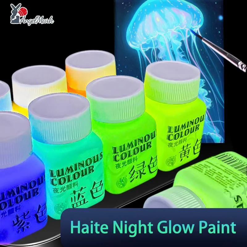 58ML Fluorescent Acrylic Pigment Luminous Pigment Glow in Dark Hand Painted Festival Party Wall Light Absorbing Pigment DIY