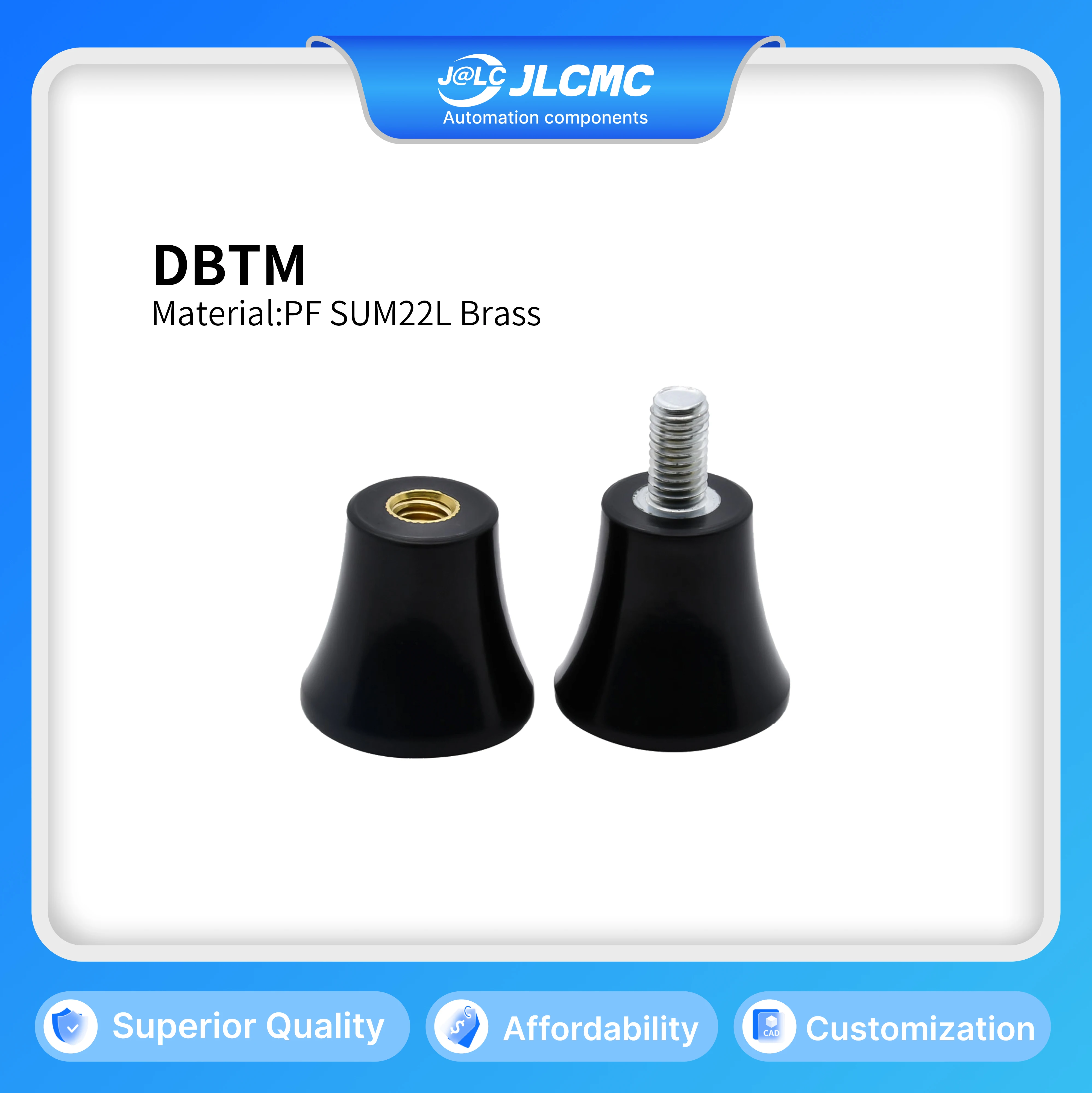 10 Pcs Anti-Static Mushroom Handle Knob - PF Grip, Galvanized Brass, External/Internal Thread, 5mm/6mm/8mm, Various Diameters