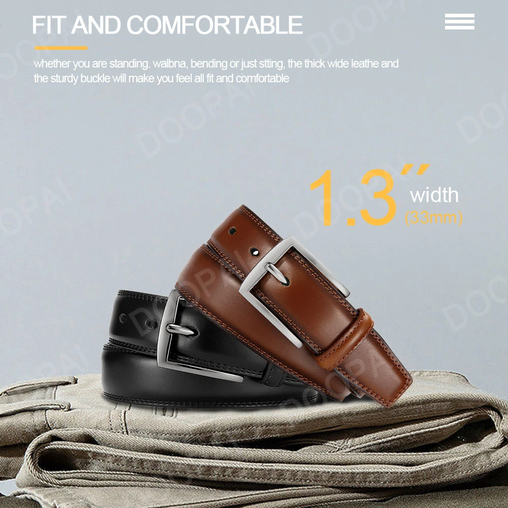 Men Belts High Quality Genuine Leather LONG Large Pin Buckle Metal Automatic Buckle Male Belts Strap Male