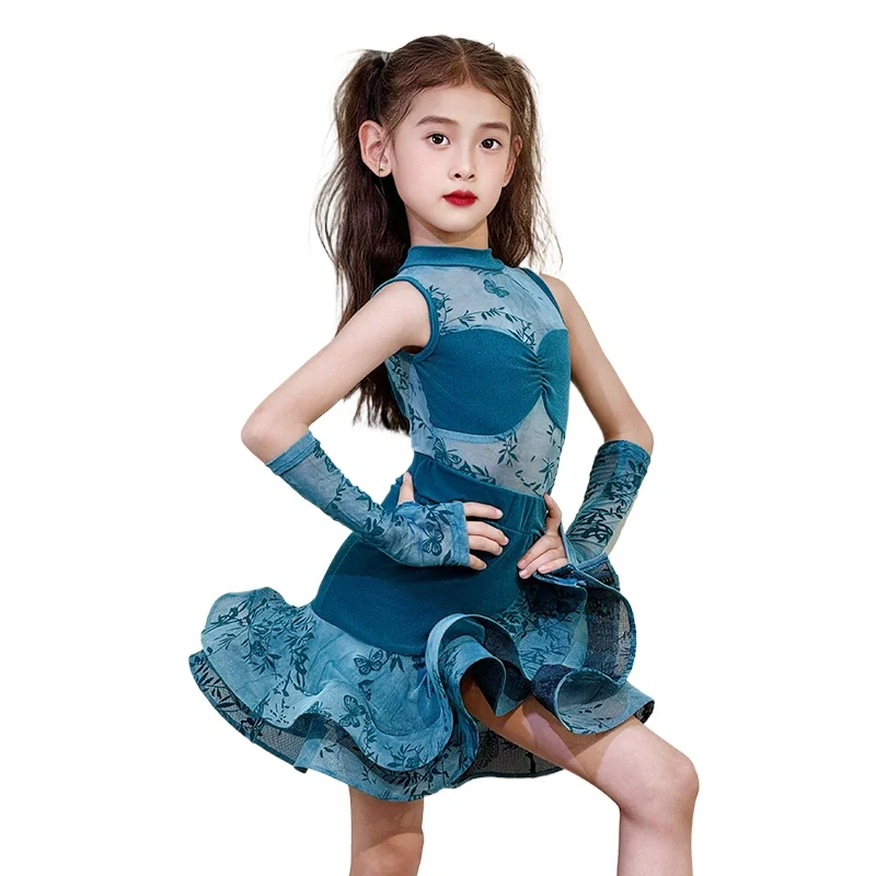 

Girls 2025 Latin Dance Suit Performance Suit New Practice Summer Advanced Sense Practice Suit dance skirt latin practice dress