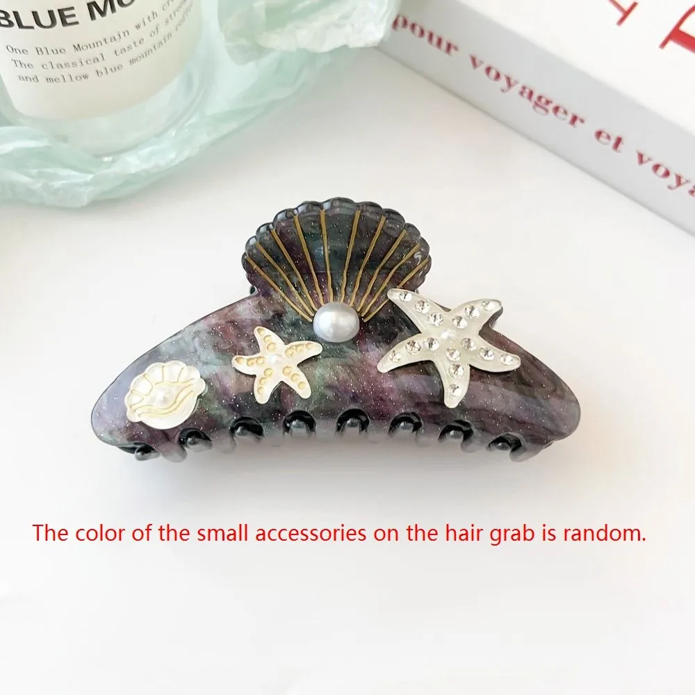 

Creative Starfish Ocean Shell Hair Grab Hair Clip Shark Clip Rhinestone Hair Claw Hairpin Pearl Acrylic Shark Clip Streetwear