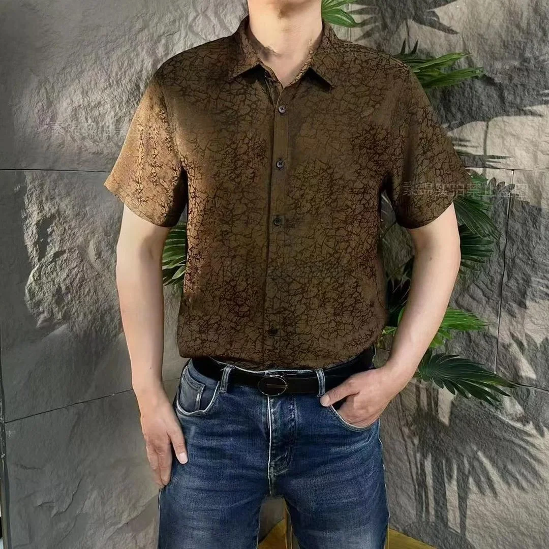 

ang Mo Xiangyun Men's Casual Loose Fit ort Sve irt Faionable Versatile Summer irt Breathable Polyester Fiber