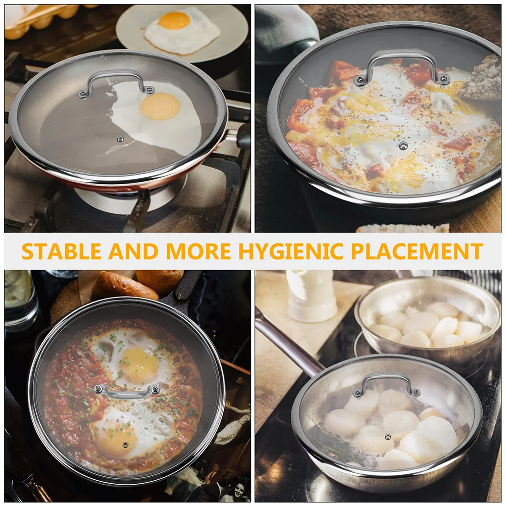 

Стеклянная крышка для кастрюли, закаленная прозрачная крышка из нержавеющей стали, термостойкая изолированная ручка, крышка для кухонной кастрюли, универсальная сковорода