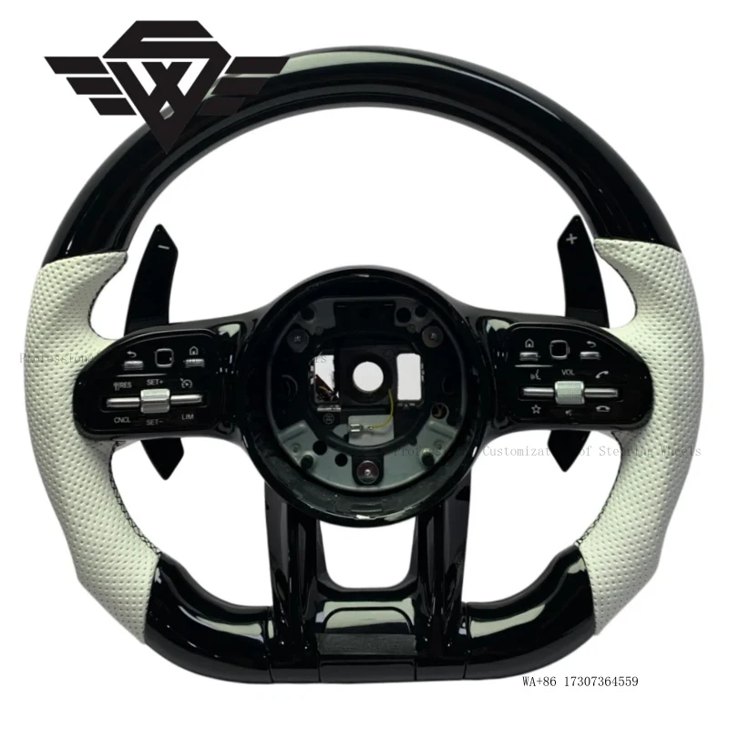 Premium Sports Piano Black Peach Wood Steering Wheel for Mercedes Benz W176 809 AMG C E Class W222 W223   Factory Direct Sales