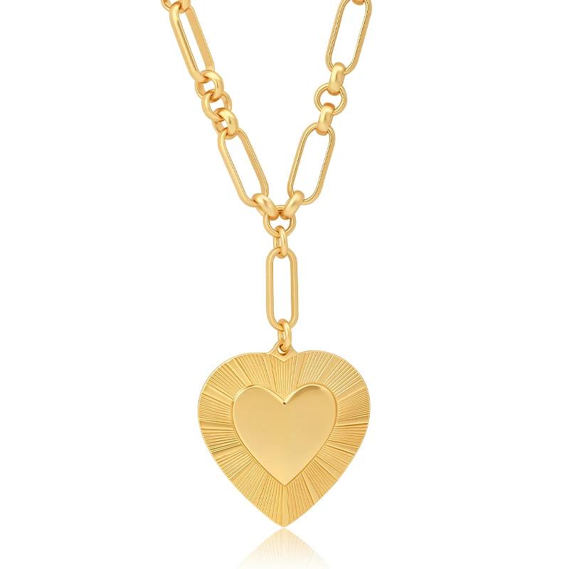 

Ожерелье VAROLE с подвеской в виде персикового сердца, толстая цепочка, массивный кулон в форме сердца, украшение в стиле Ins Sunburst Deco, эффектное украшение