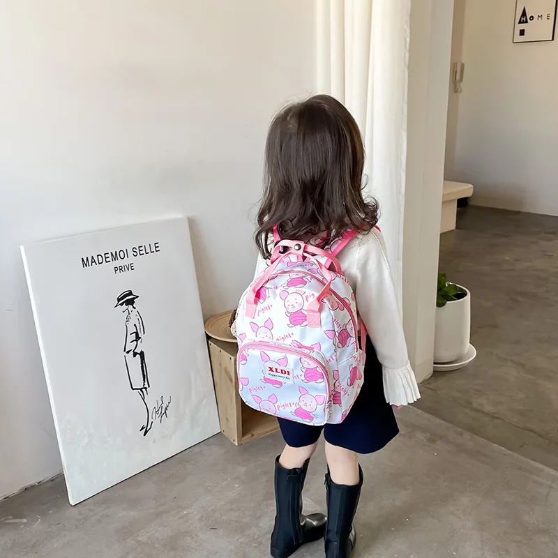 Cartoon Print Mochila para meninas, Pink Princess School Bags, Kids Satchels, Kindergarten Bookbag