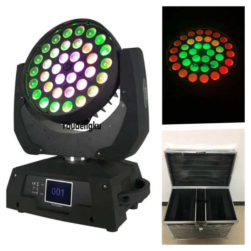 6pcs movinghead with flightcase Stage Disco DJ led moving head dmx 36x18 watt wash beam rgbw 4in1 led moving head zoom light