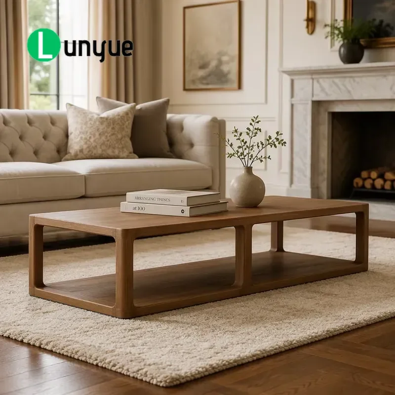 Customizable Modern Handmade Solid Oak Wood Coffee Table Living Room Furniture Durable Natural Grain Interior Decor