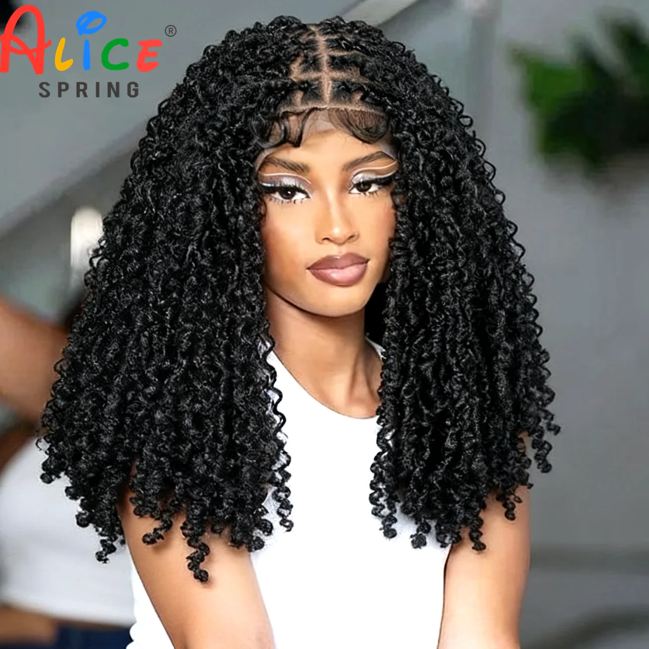 Thick Braided Wigs Synthetic Full Lace Knotless Box Braided Lace Wigs Lace Frontal Natural Braids Wigs for Black Women