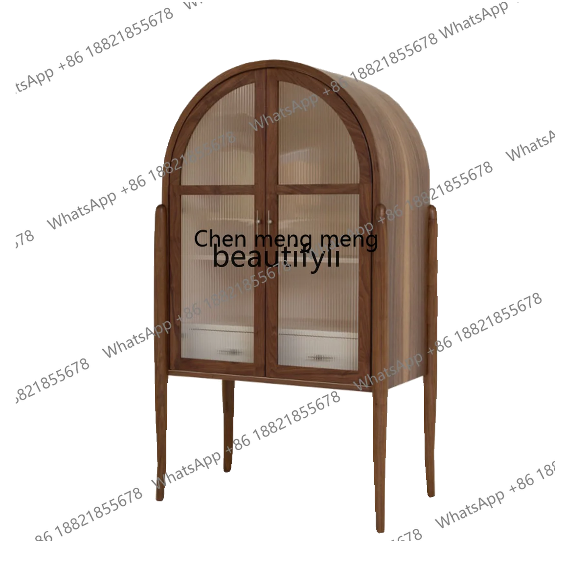 X  Simple household solid wood against the wall arched side cupboard modern classical multi-functional glass door wine cabinet