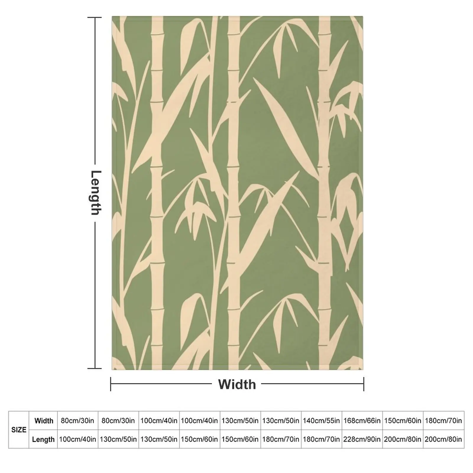 Hand Drawn Japanese Natural Bamboo Leaves Throw Blanket couch cozy soft plush fuzzy picnic outdoor blanket
