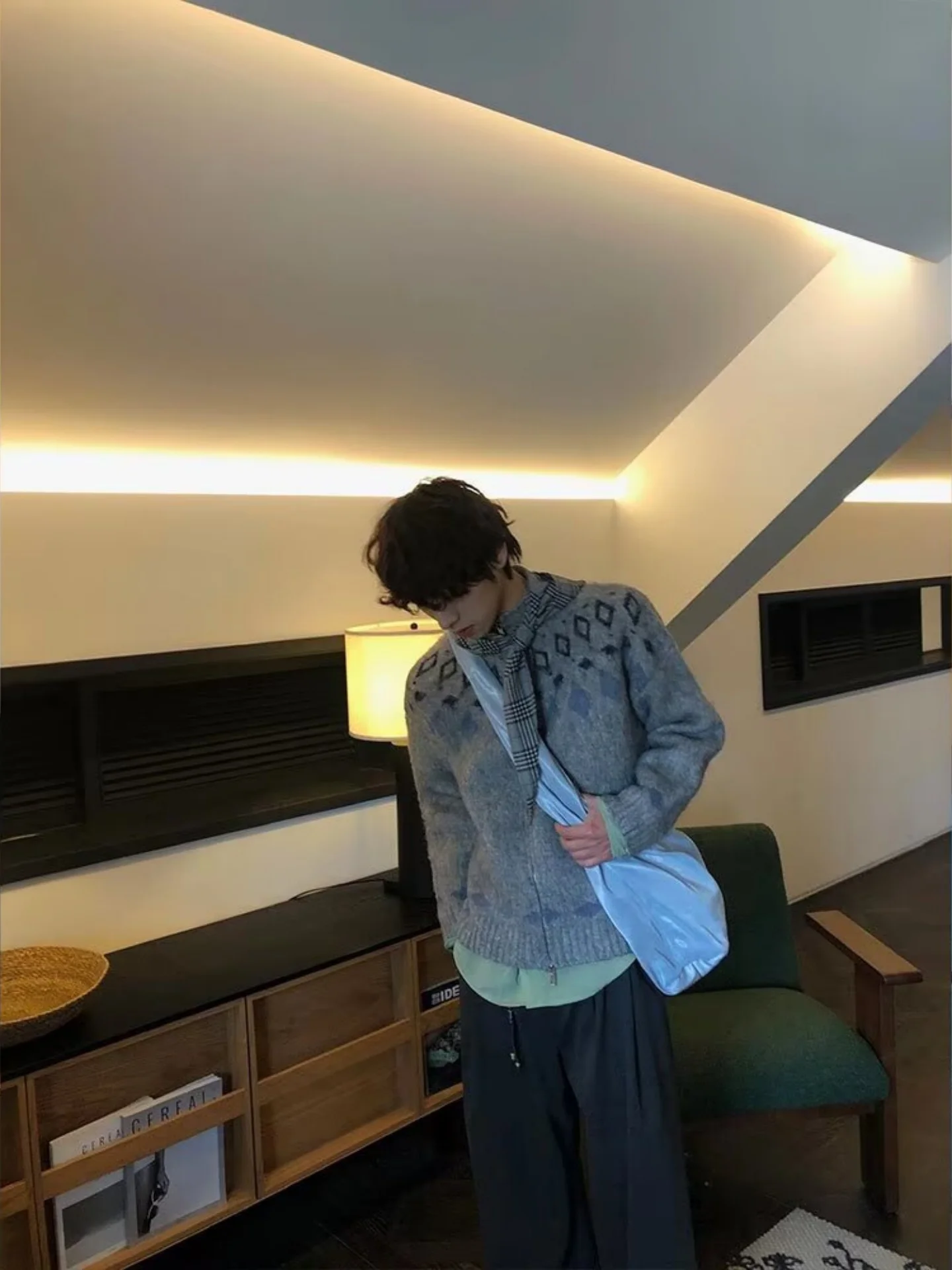 

Nordic Sle Fair Isle Knit Cardigan Men's Autumn Winter Lazy Sle High End Sensation Embroidered Inner Wear irt