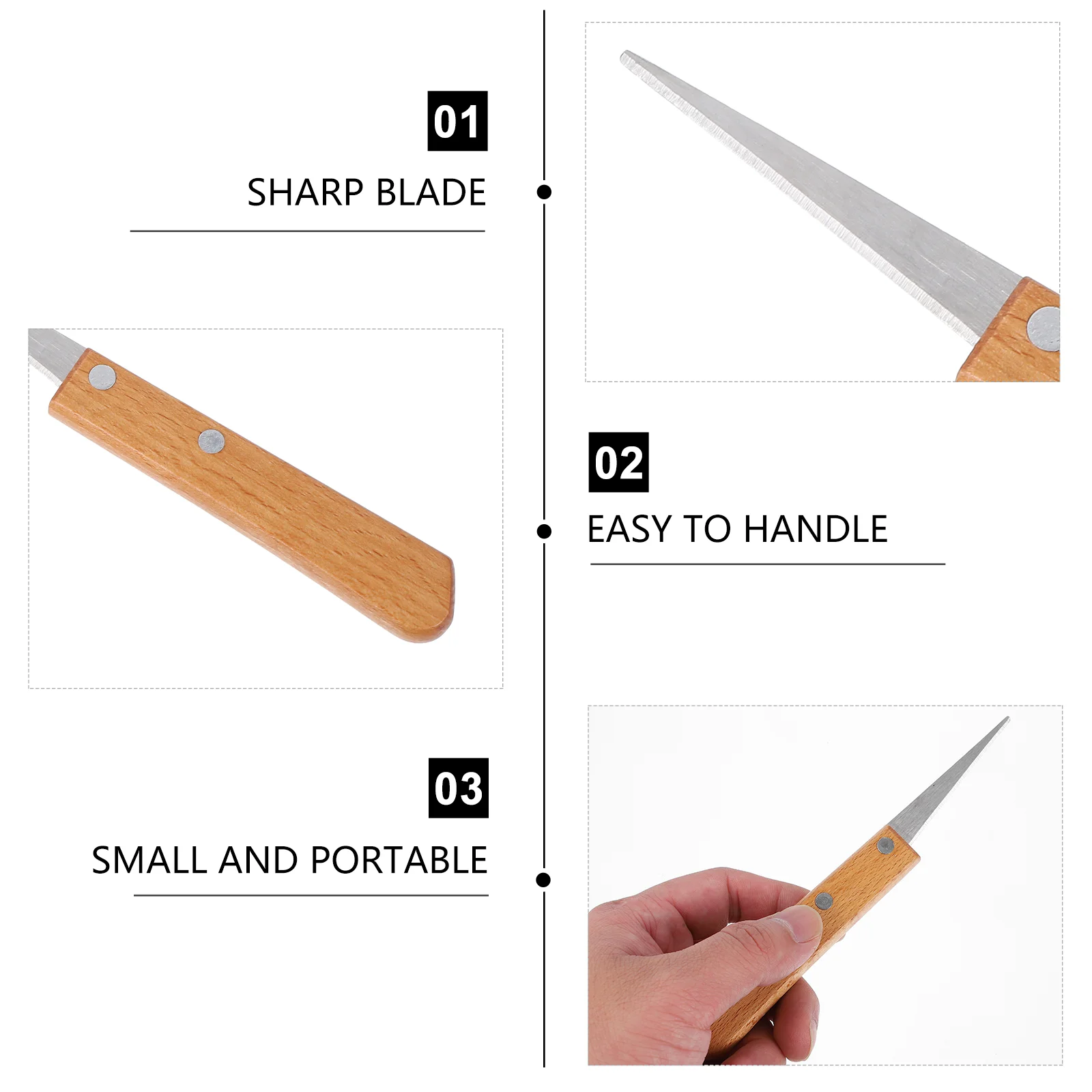 2 Pcs Mini Steel Clay Scraper Engraving Patch Knife Wooden Handle Craft Tool Office Tools