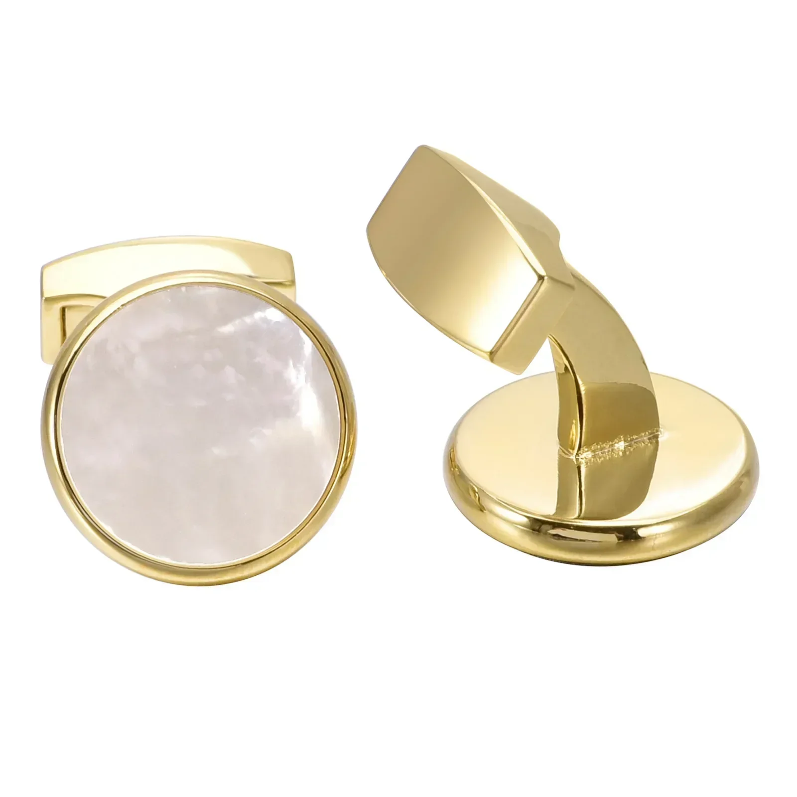Round White Jade Mother Pearl French Cufflinks Business Banquet Suit Shirt Fixed Nail Whale Tail Simple Environmentally Friendly