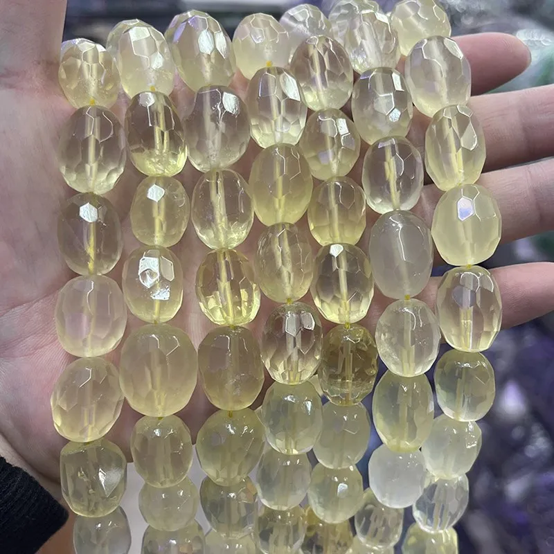 

Lemon Quartz baroque faceted 12*15mm nature for DIY making jewelry necklace 38cm FPPJ wholesale loose beads