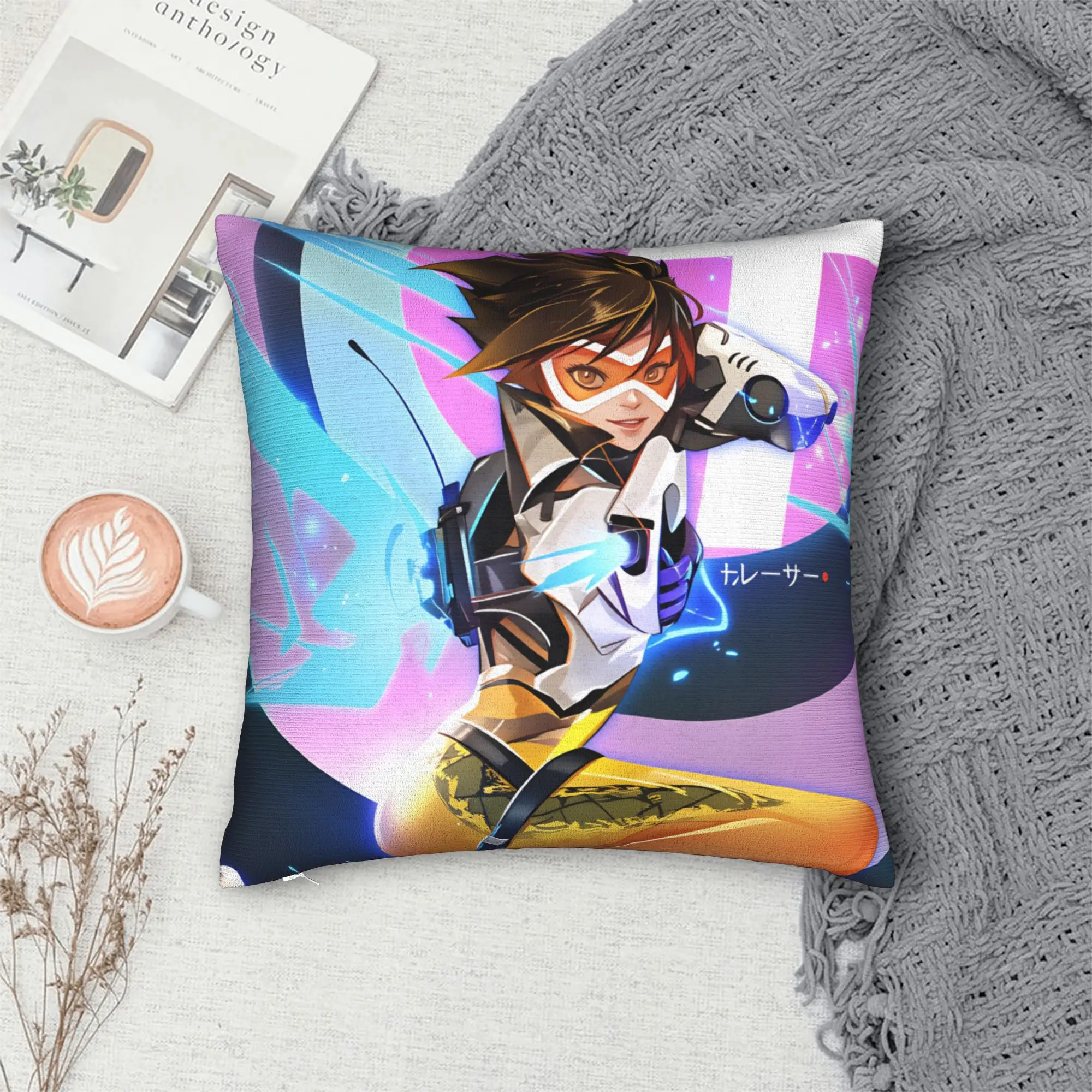 Tracer Overwatch Game Pillowcases  Cute Funny Pillow Case For Sofa Bedroom Home Decor Soft Pillow Cover