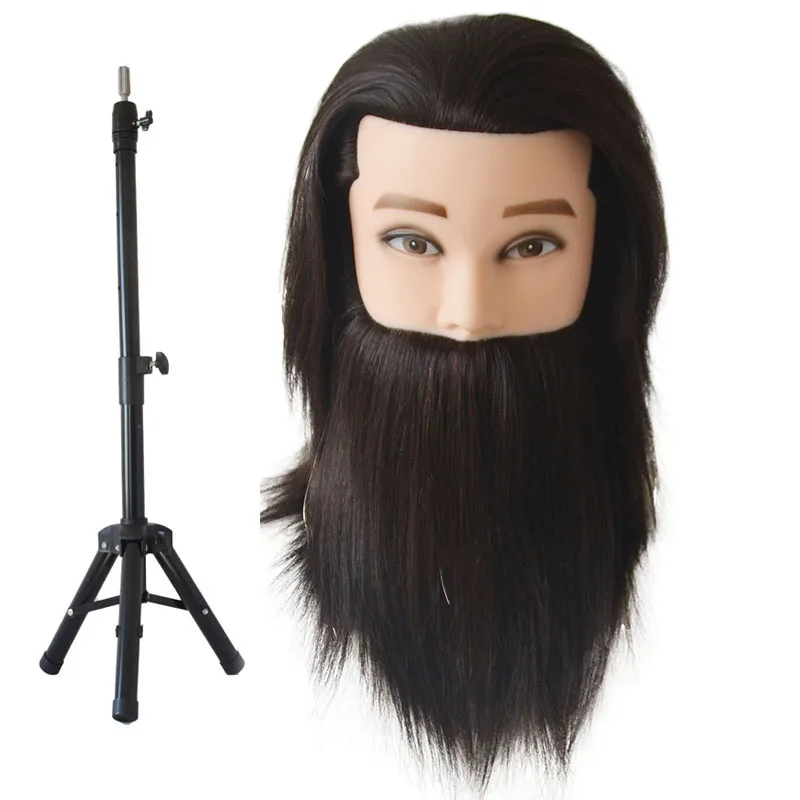 100% Human Hair Mannequin Head with Beard Men's 10