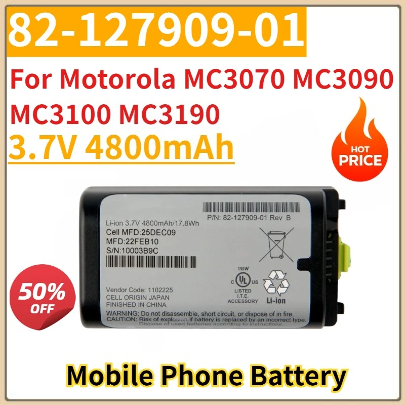 New Replacment Mobile Phone Battery 3.7V 4800mAh 82-127909-01 for Motorola MC3070 MC3090 MC3100 MC3190