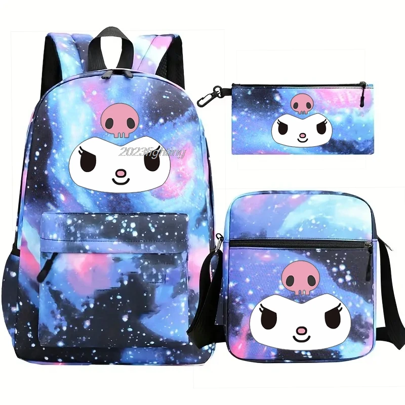 Lovely Kuromi Backpacks Student Boys Girls Schoolbag Colorful Backpack with Shoulder BagTeenager Cartoon School Bookbag