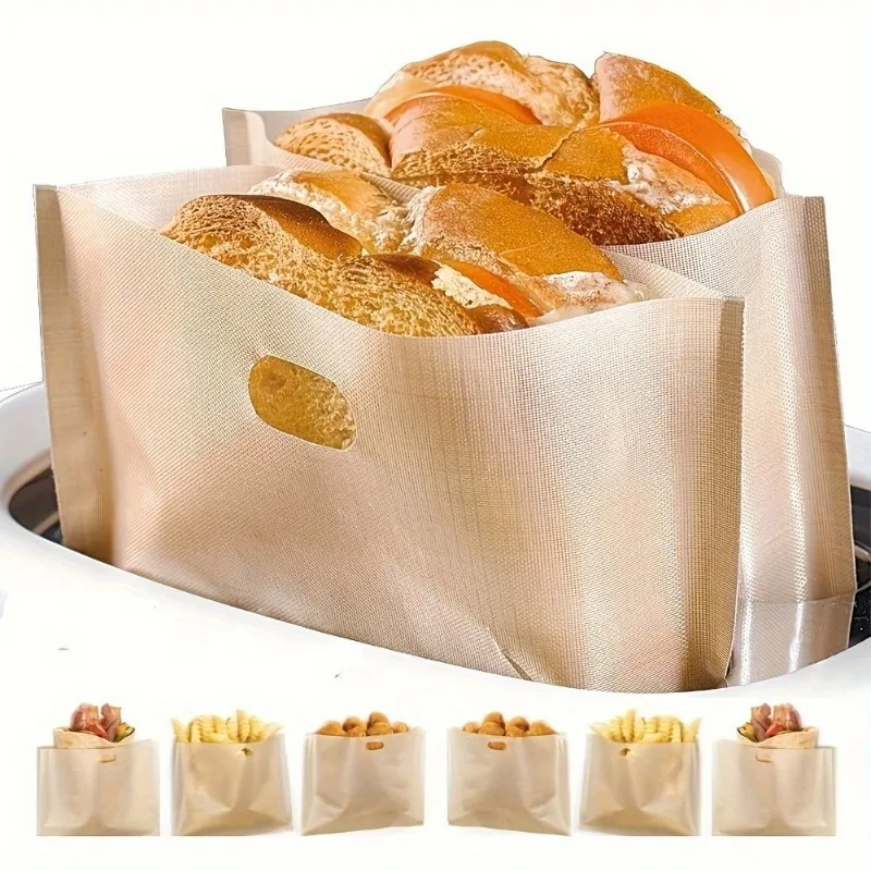 Reusable Toaster Bags Non-Stick Heat-Resistant Sandwich Toast Bags for Grilled Cheese Gluten-Free Bread Easy Clean Cooking Tool