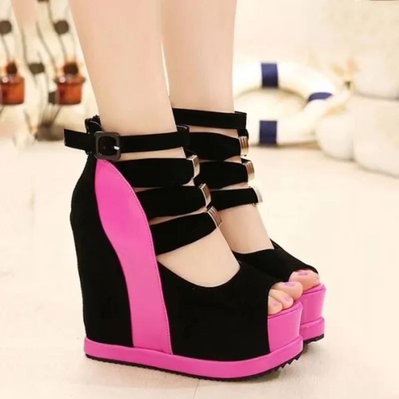 

Hate Tian Gao Women Wedge Sandals 2026 Peep Toe Buckle Shoes Woman Platform Wedges Fashion Summer Super High Heel Shoes
