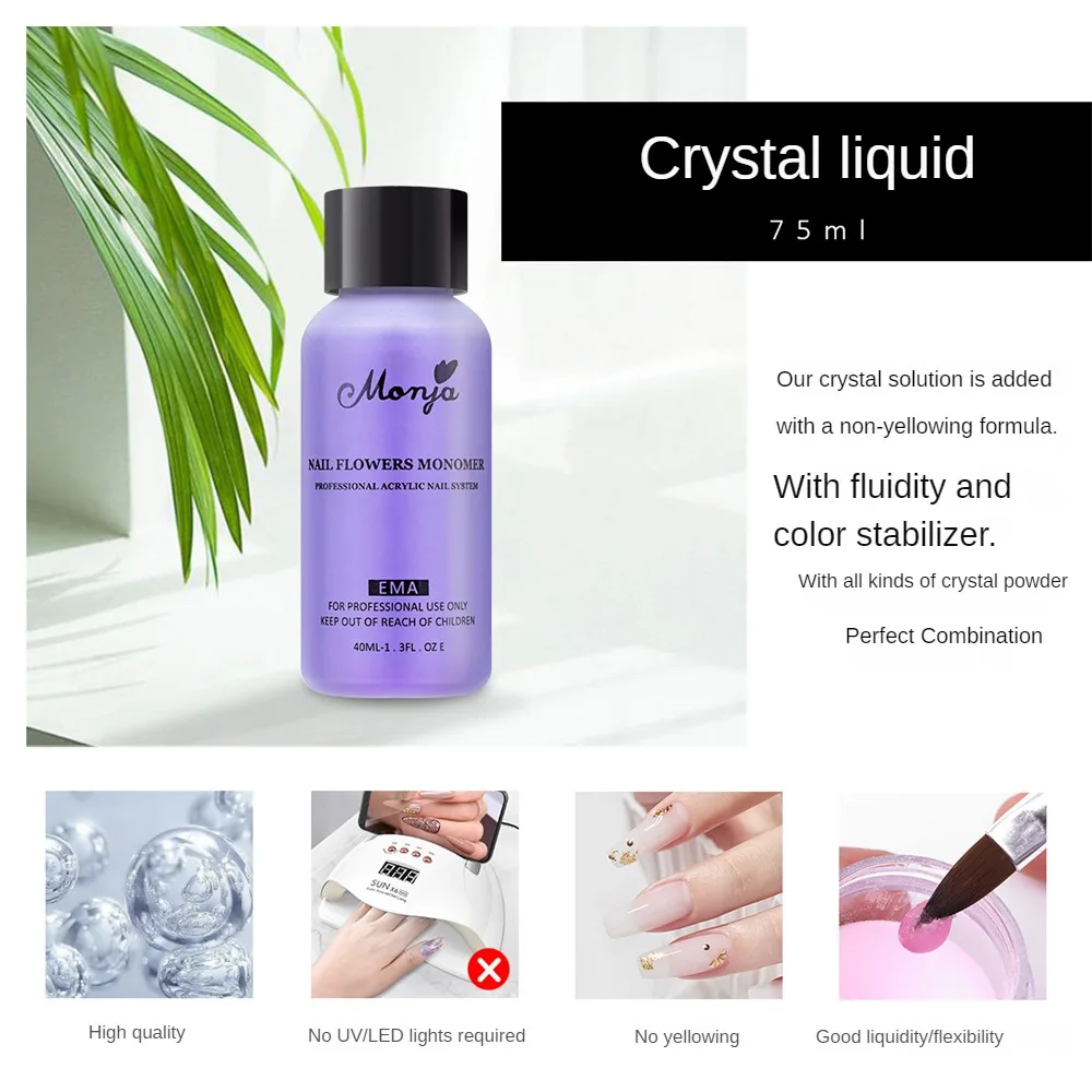 Cristal Líquido Prego Enhancement Líquido, Água Viscosa Broca, Inodoro Manicure Ferramenta, Acrílico Extensão, DIY, 40ml