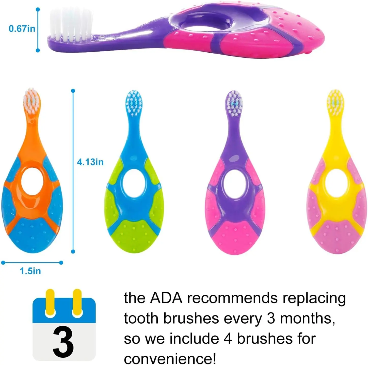 

Baby Toothbrush for 0-2 Years, Safe and Sturdy, Toddler Care Teether Brush, Extra Soft Bristle for Baby Teeth and Infant Gums,
