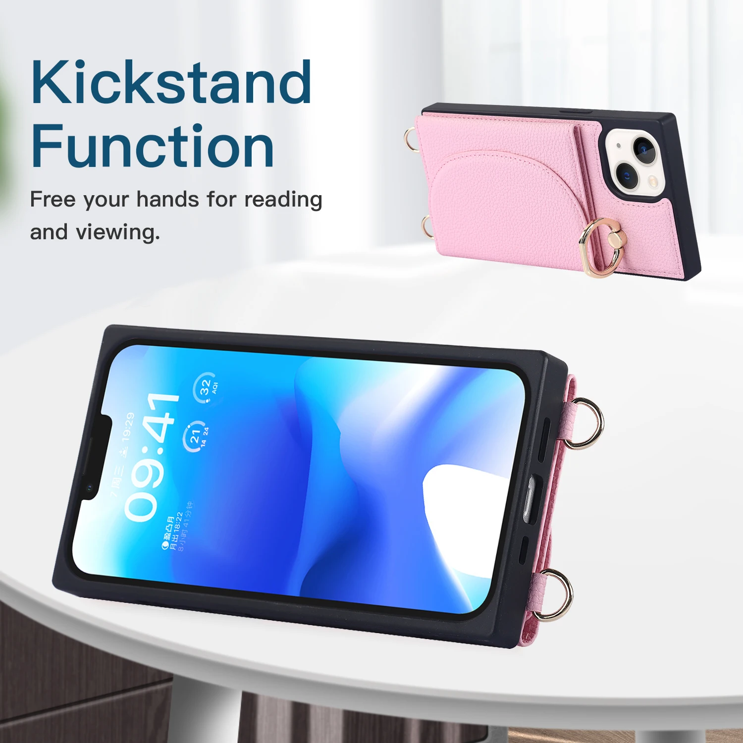 Funda de cuero de lujo para teléfono iPhone 14 Pro Max Stents cartera ranuras para tarjetas funda a prueba de golpes para iphone 14 Plus estilo bolso cruzado