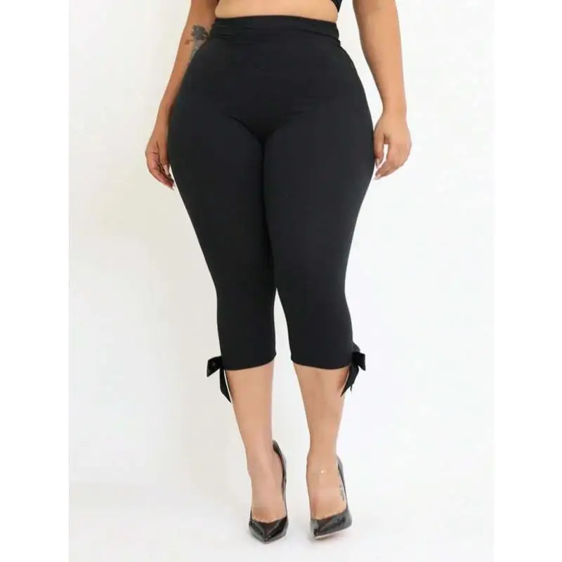 

Elastic Waist Capri Pants High Waist Straight Leg Men's Casual Trousers JiePaiKu Sle Knee High Women's Fun And Playful