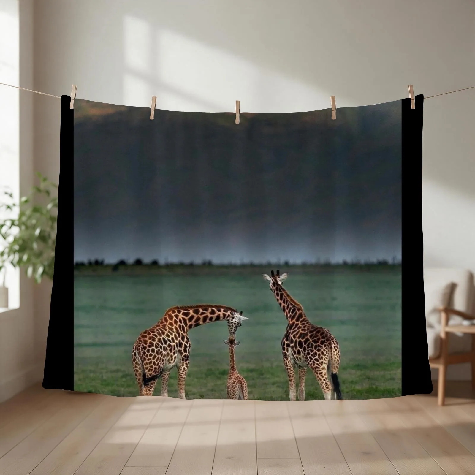 Giraffe Family Pilansberg National Park Throw Blanket couch cozy soft plush fuzzy picnic outdoor blanket