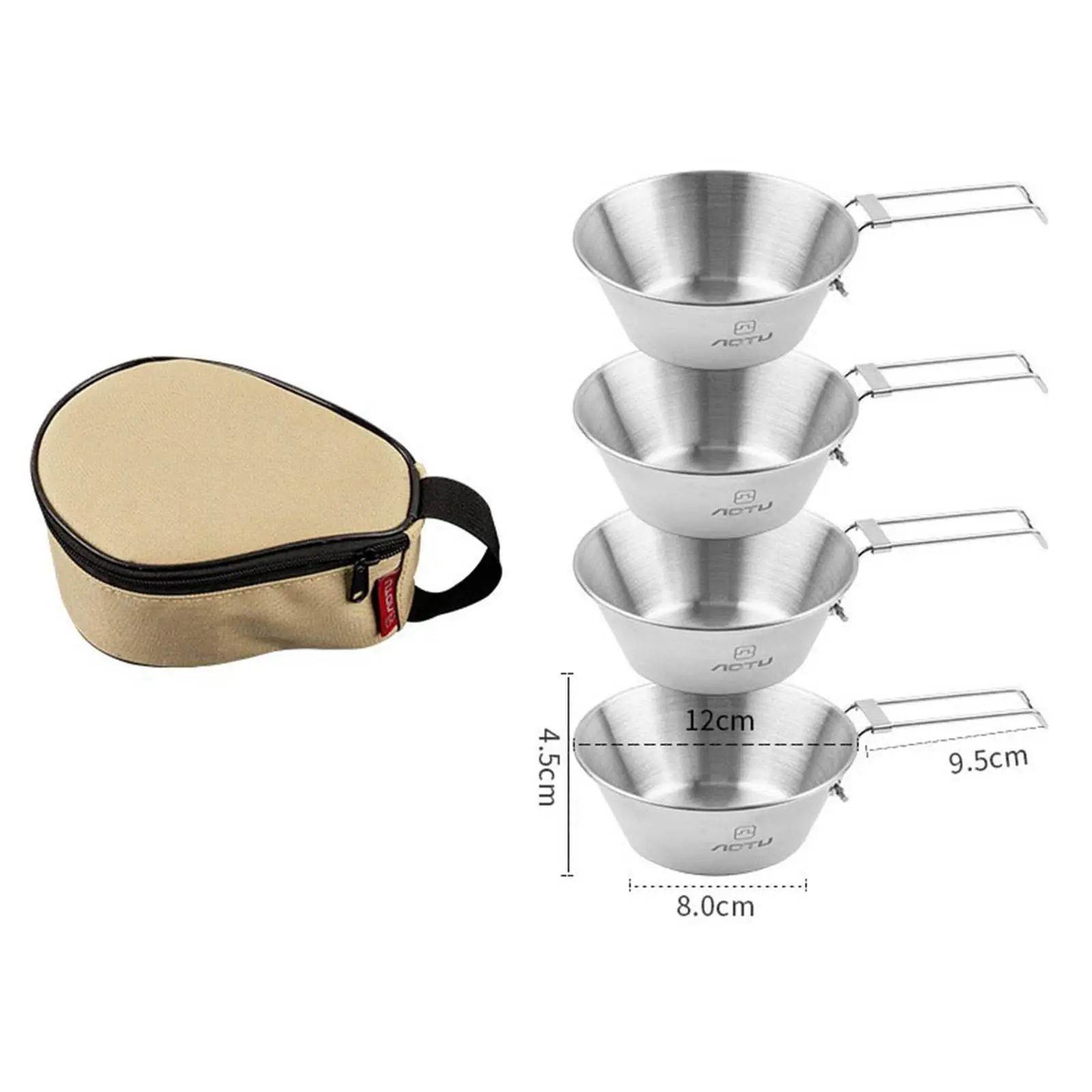 Lichtgewicht kampeerkom, buitenservies met opvouwbare handgreep, opbergtas, kookgerei voor barbecue, wandelen, barbecue