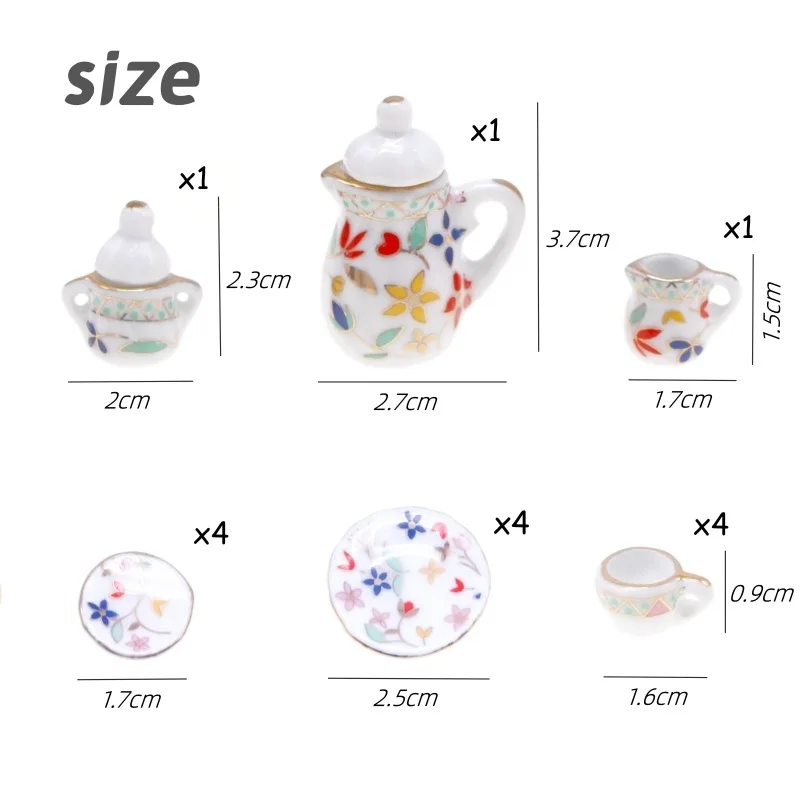 Doll House Mini Simulation Ceramic Tea Set Decoration BJD Doll House Furniture Accessories