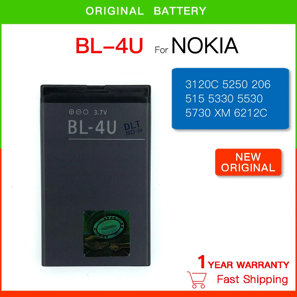 Original Replacement battery BL-4U BL 4U  For Nokia 206 515 5250 5330 XpressMusic 5730 C5-03 E66 Asha 300 500 8800 phone Battery