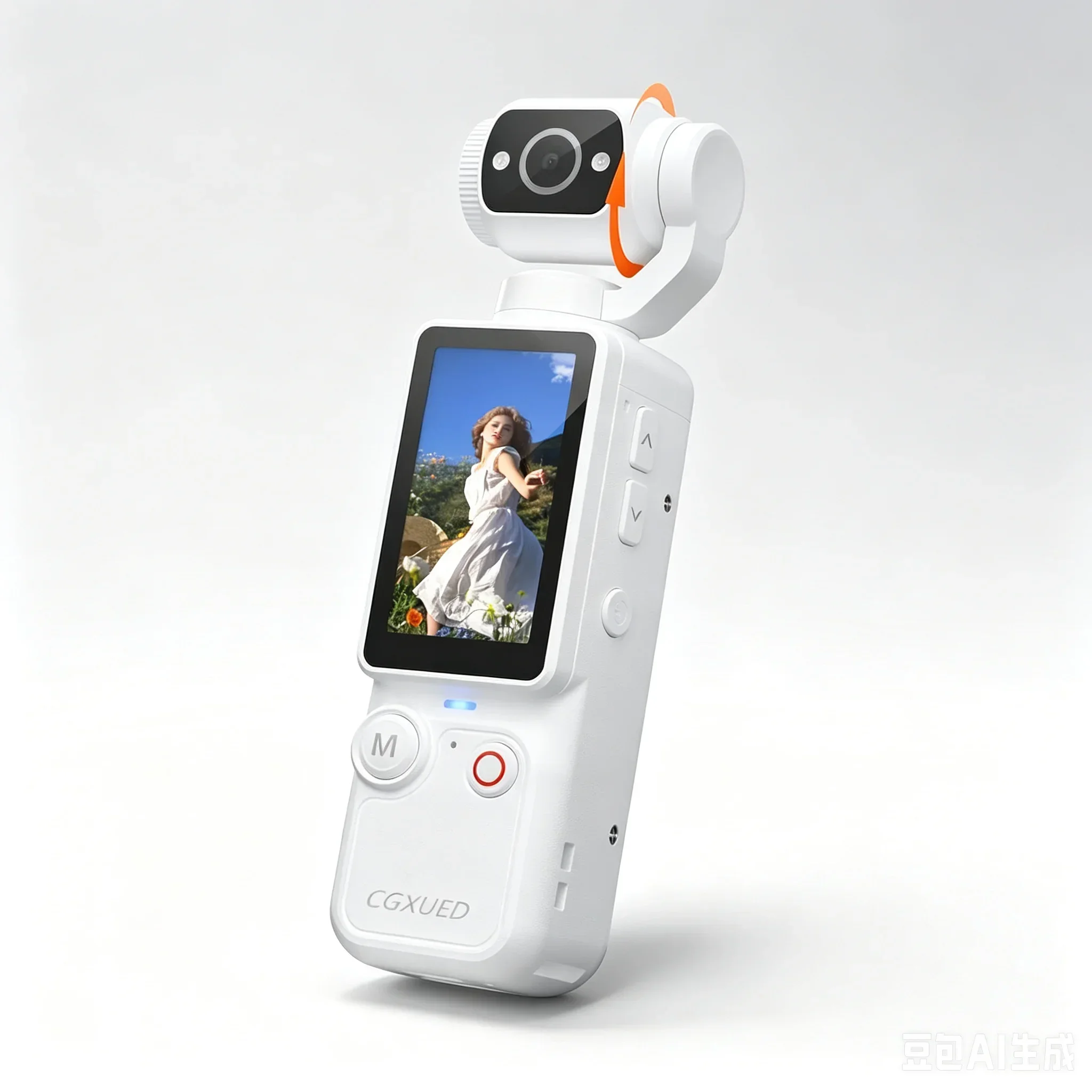 180° Rotating Lens Vlogging Camera Pocket Body Camera Audio Video Recording 7 Hour Battery Handheld Portable POV Cam White