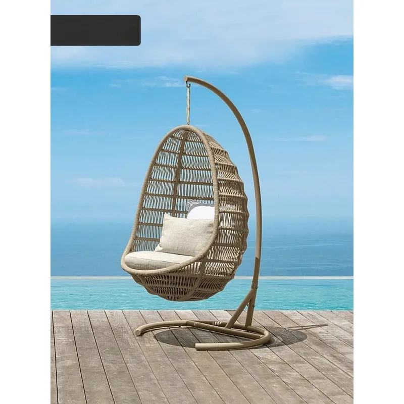 Outdoor hanging basket swing courtyard balcony rattan hanging chair floor to ceiling home leisure open air Internet celebrity la