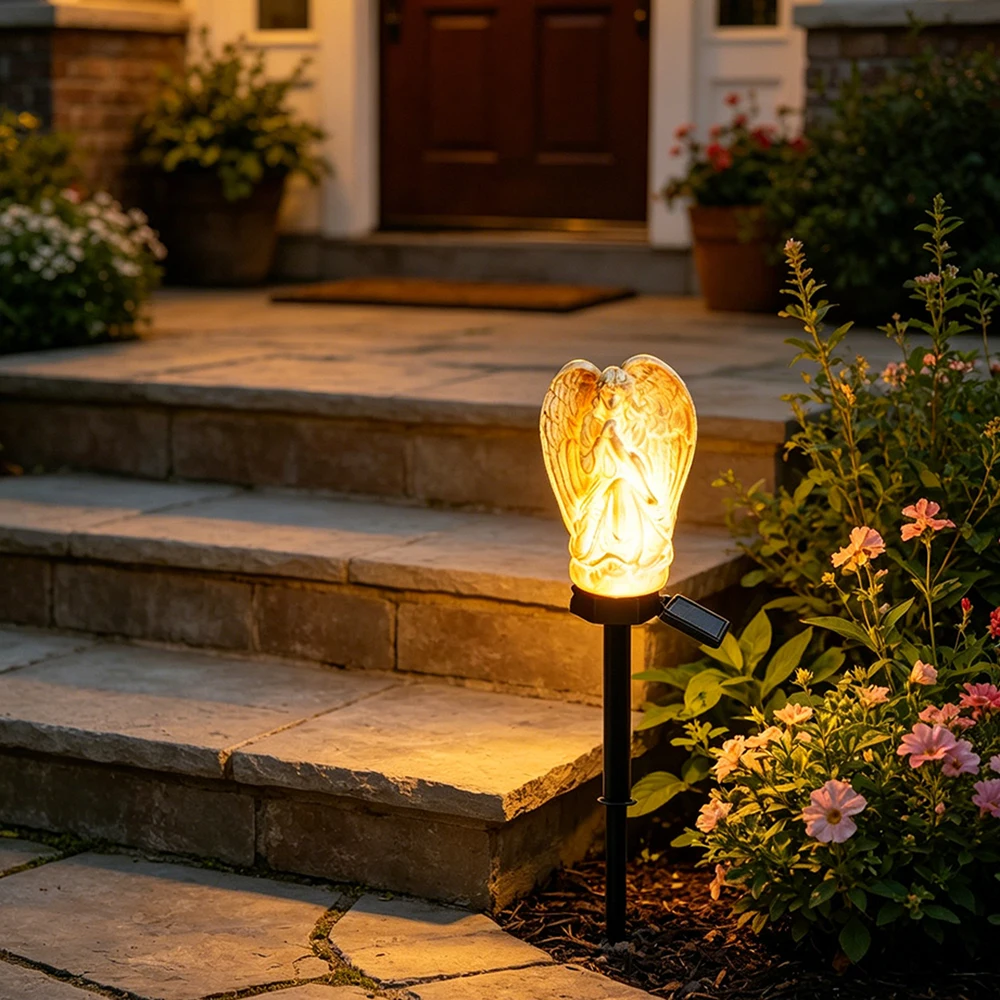 Solar Resin Angel Floor Light, Angel Pattern Solar Garden Lights LED Lawn Lamp Landscape Lights for Garden Backyard Decorative view 5