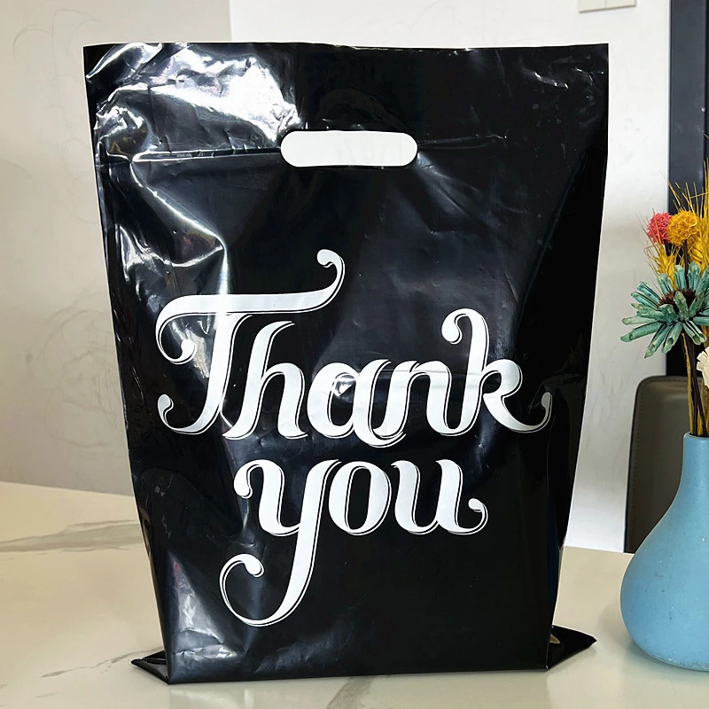 Thank You Plastic Packing Bags Gift Bag Black Shopping For Small Business Store Candy Jewelry Wedding Party Birthday Wholesale