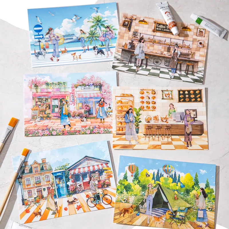 Mr. Paper Sweet Landscape Stickers 10 sheets/pack Holiday Beach Pink Cherry Blossom PET StickerBook Family Handbooks Dectration