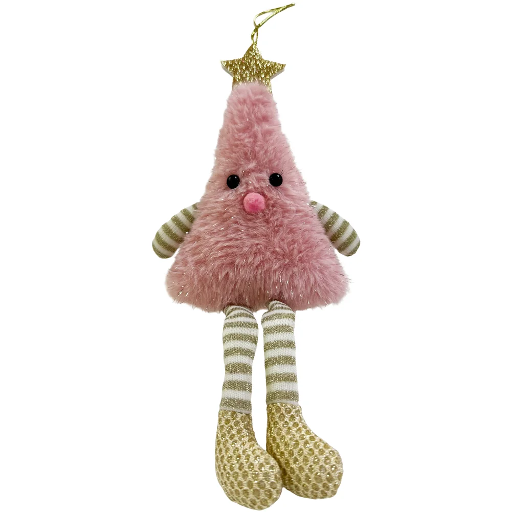 

Christmas Tree Plush Doll Ornament with Long Legs for Party Decoration Pink Green White Polyester Pendant Hanging