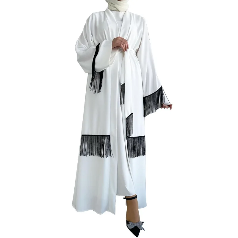 Vestido Nacional das Mulheres Muçulmanas, Abaya Coat, Dubai, Oriente Médio, Borlas, Vestido da moda